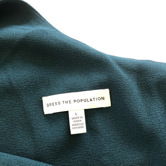 Dress the Population Tiffany Pine One-Shoulder Evening Midi Dress Size L - Picture 12 of 16